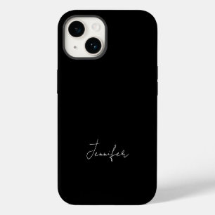 Modern minimalistisches Schwarz-Weiß-Chic-Script-N iPhone 14 Hülle