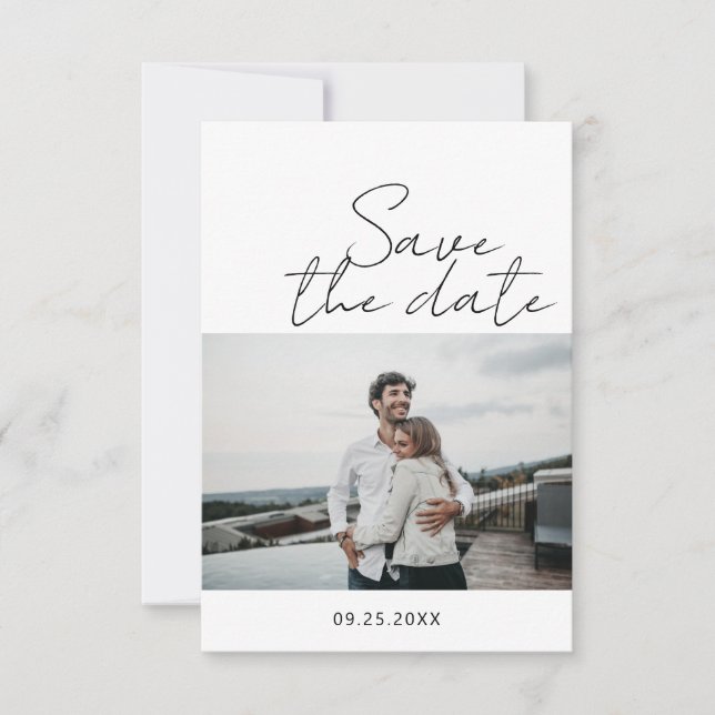 Modern Minimalistisches Script Foto Save the Date  (Vorderseite)