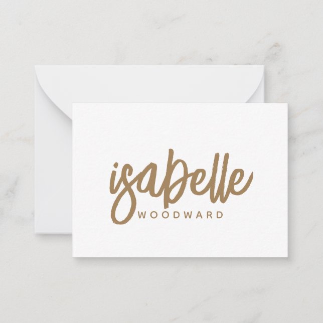 Modern Minimalistisches Script Monogram Gold Black Mitteilungskarte (Vorderseite)