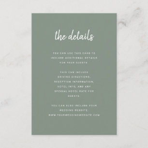 Modern Minimalistisches Script-Sage Green   Detail Begleitkarte