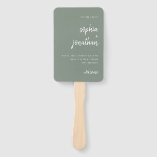 Modern Minimalistisches Script-Sage Green   Hochze Fächer