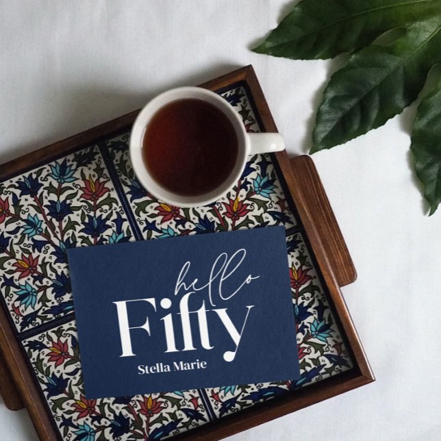 Modern minimalmarineblau einfach 50. Geburtstag Einladung (Von Creator hochgeladen)