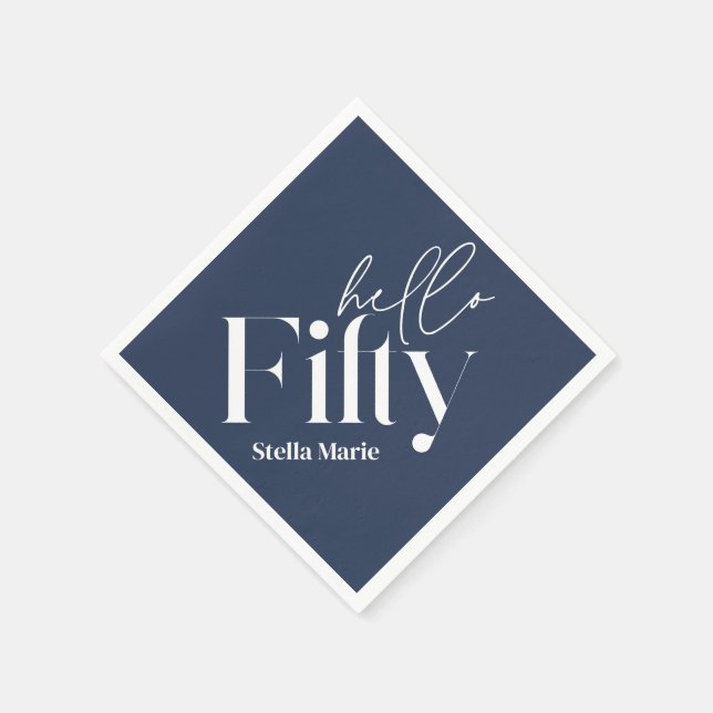 Modern minimalmarineblau einfach 50. Geburtstag Serviette (Ecke)