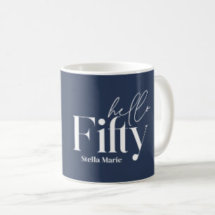 Modern minimalmarineblau Foto 50. Geburtstag Kaffeetasse