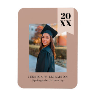 Modern Minimum Dusty Pink Ribbon Graduation Foto Magnet
