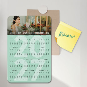 Modern Mint 2024 Kalender Einfaches Foto Magnet