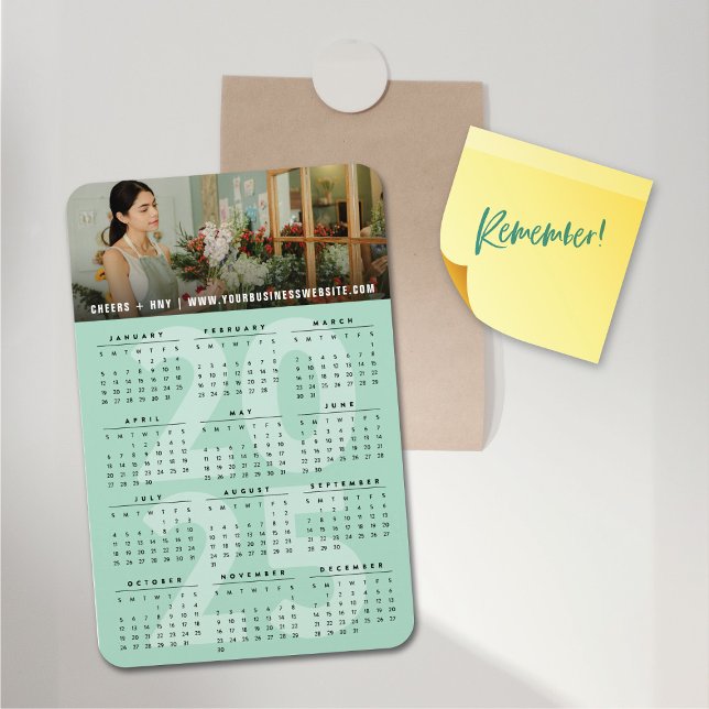 Modern Mint 2024 Kalender Einfaches Foto Magnet (Modern Mint 2025 Calendar Simple Holiday Photo Flexible Magnet @ fat_fa_tin)
