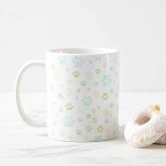Modern Mint & Grauer Pfotenabdruck Kaffeetasse