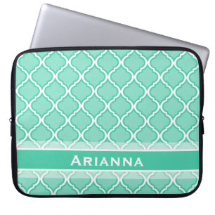 Modern Mint Green marokkanischen Trellis Laptopschutzhülle