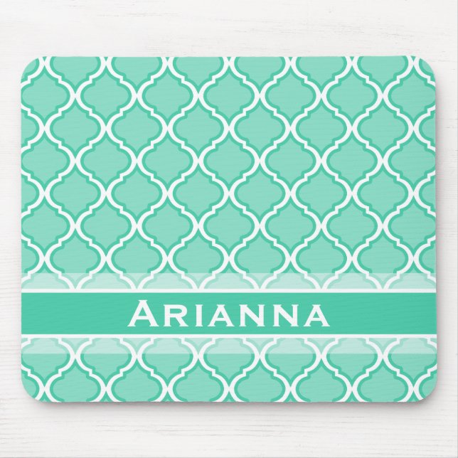 Modern Mint Green marokkanischen Trellis Mousepad (Vorne)