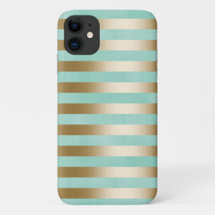 Modern Minze, Grün und Gold Streifen iPhone 11 Hülle