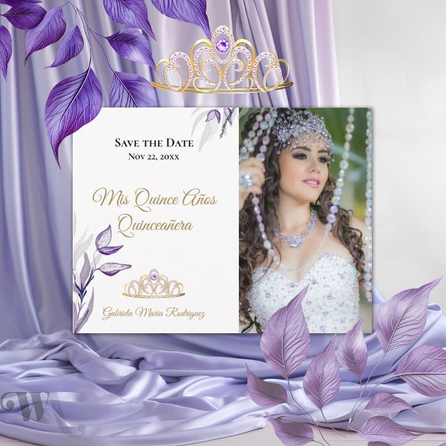 Modern Mis Quince Años Quinceañera Save the Date Postkarte (Von Creator hochgeladen)