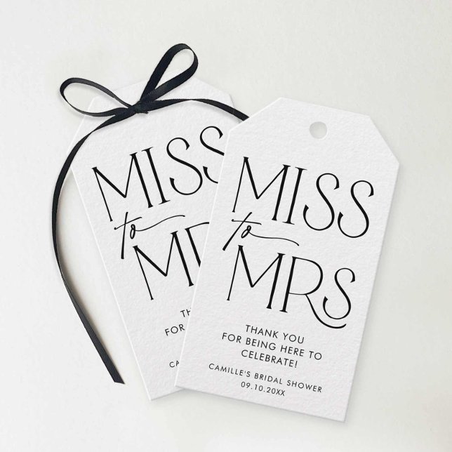 Modern Miss an Mrs. Brautparty Geschenkanhänger (Modern Miss to Mrs. Bridal Shower Favor Tags)