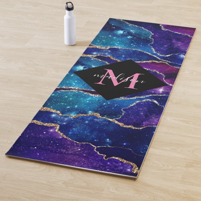 Modern Mit Monogramm Gold Lila Blue Agate Yogamatte (Beispiel)