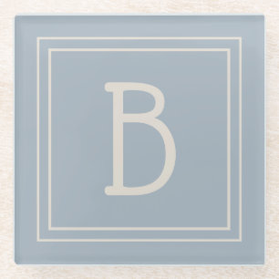 Modern Mit Monogramm Soft Blue & Ivory Initial Glasuntersetzer