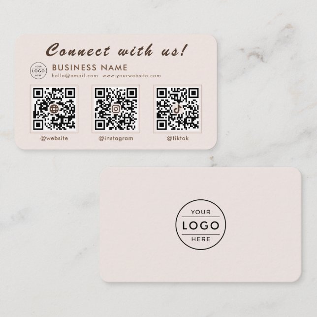 Modern Mocha 3 QR-Code Multi-Social Visitenkarte (Vorne/Hinten)