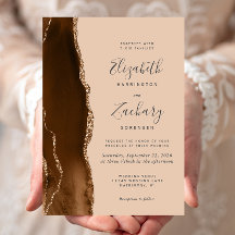 Modern Mocha Brown Gold Agate Tan Wedding