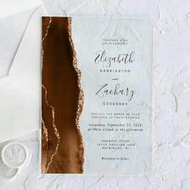 Modern Mocha Brown Gold Agate Wedding Acryleinladungen