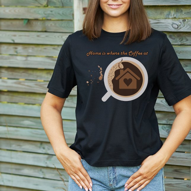 Modern Mocha Brown Print Funny Coffee Art T-Shirt (Von Creator hochgeladen)