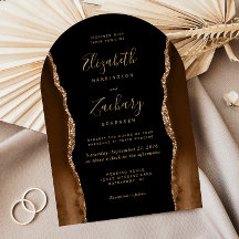 Modern Mocha Gold Agate Black Arch Shape Wedding
