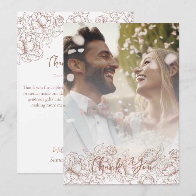 Modern Mocha Mousse Boho Elegantes Hochzeitsslima  Dankeskarte (Vorne/Hinten)