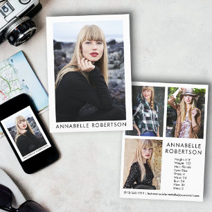Modern Model Actor 4 Foto Comp Card Einladung