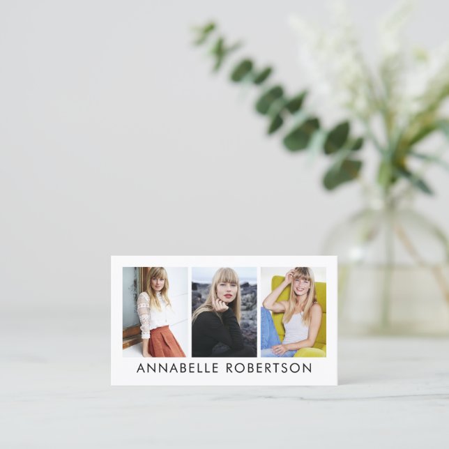 Modern Model and Schauspieler 3 Foto Pro Visitenkarte (Stehend Vorderseite)