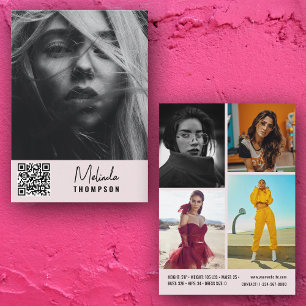 Modern modellierte Comp Card 5 Foto QR Code Rosa Einladung