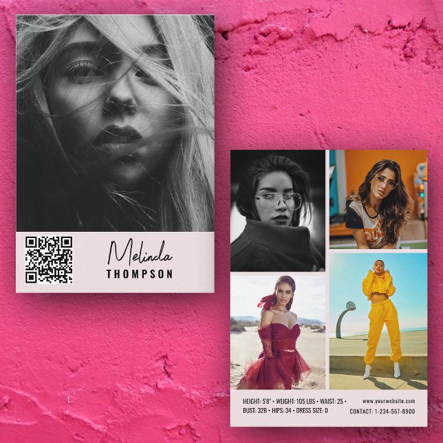 Modern modellierte Comp Card 5 Foto QR Code Rosa Einladung (Von Creator hochgeladen)