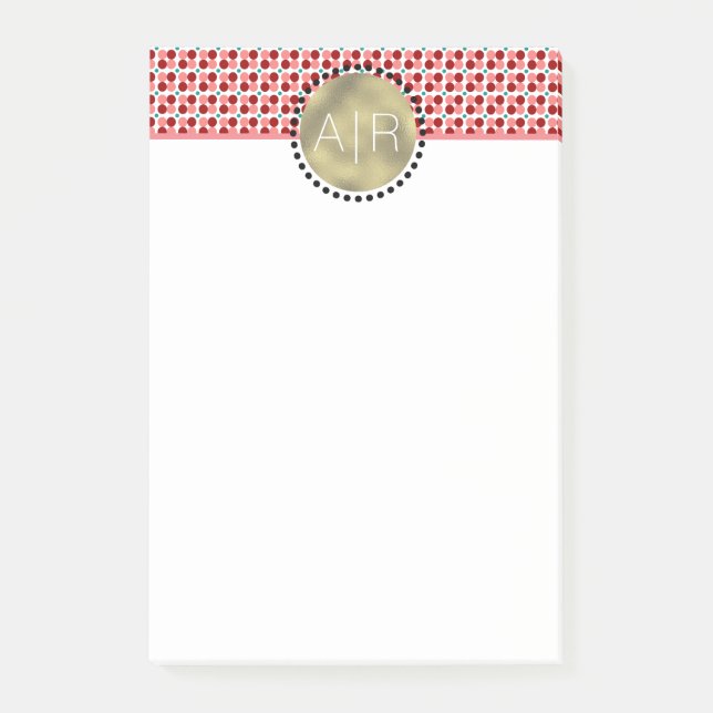 Modern Modern Christmas Pink Dots Gold Foil Circle Post-it Klebezettel (Vorderseite)