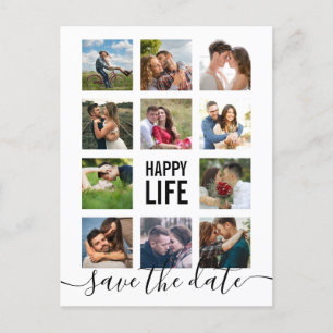 Modern Modern Foto Collage Save the Date Postcard Postkarte