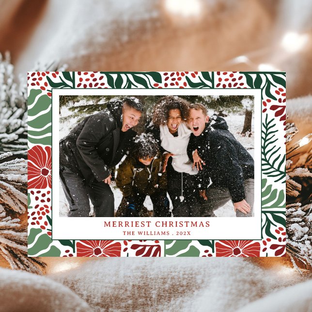 Modern Modern Green Red Pattern Foto Weihnachten (Von Creator hochgeladen)