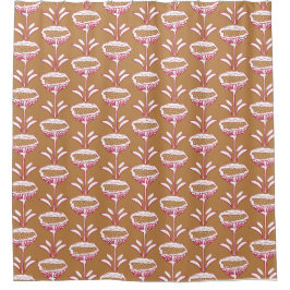 Modern Modern Mohn Design White Viva Magenta Gold Duschvorhang