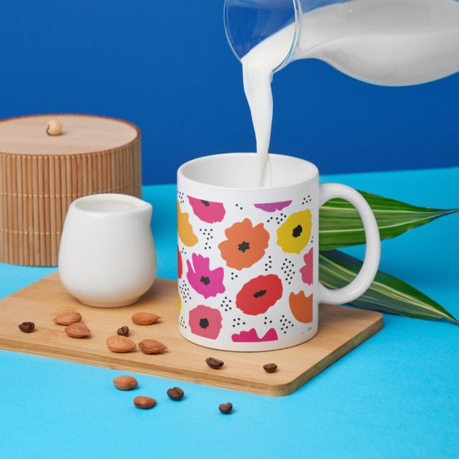 Modern Modern Poppy Rosa Rosa Blütenmuster Kaffeetasse (Von Creator hochgeladen)