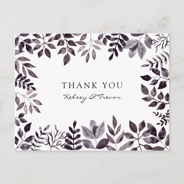 Modern Modern Watercolor Vielen Dank an die Postca Postkarte (Vorderseite)