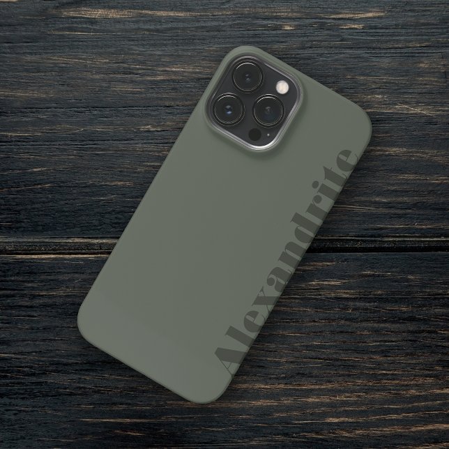 Modern moderner grüner Individuelle Name Geburtsta iPhone Hülle (Modern Moss Sage Green custom name monogram Simple Stylish Birthday Anniversary iphone case)