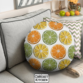 Modern moderner Minimal Frische Crochet Citrus Sli Rundes Kissen