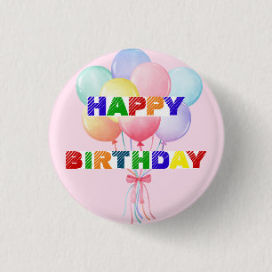 Modern moderner Regenbogenballon Geburtstagsparty Button