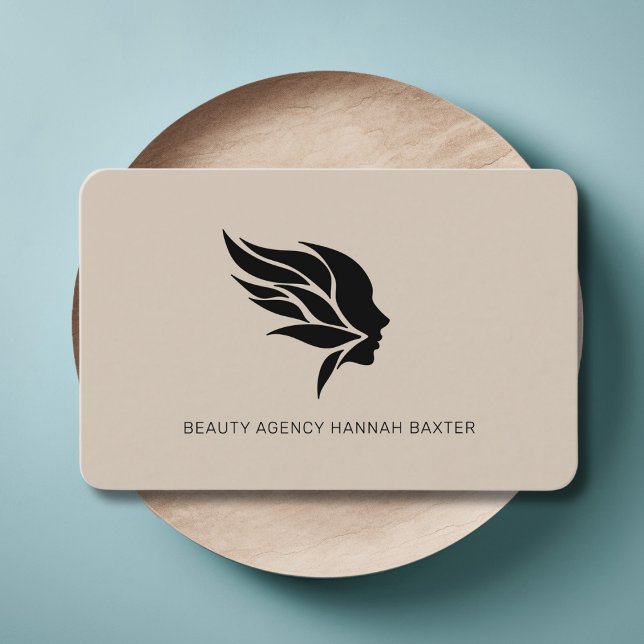 Modern, moderner Salon, hellbraun Visitenkarte (Woman Beauty Logo, Modern, Salon, Business Card)