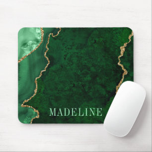 Modern modische Aquarellblau-Grüne Marmorgeode Mousepad