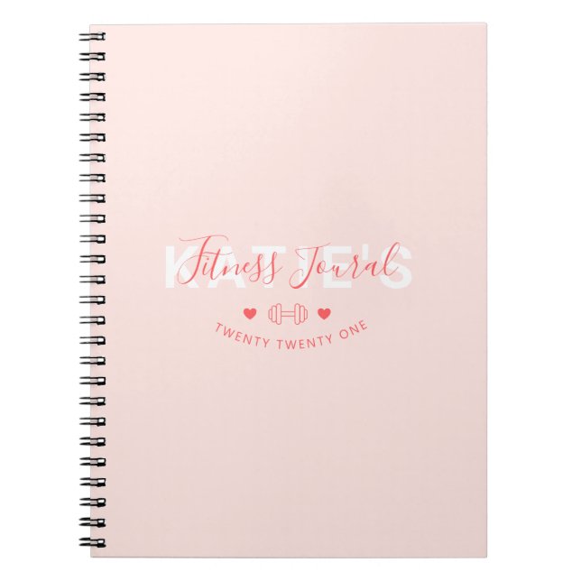 Modern modische Fitness Journal Blush Pink Notizblock (Vorderseite)