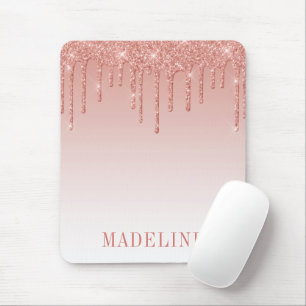 Modern modische Trendy Glitzer Tropfen Rose Gold Mousepad