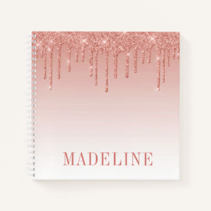 Modern modische Trendy Rose Gold Glitzer Tropfen Notizbuch