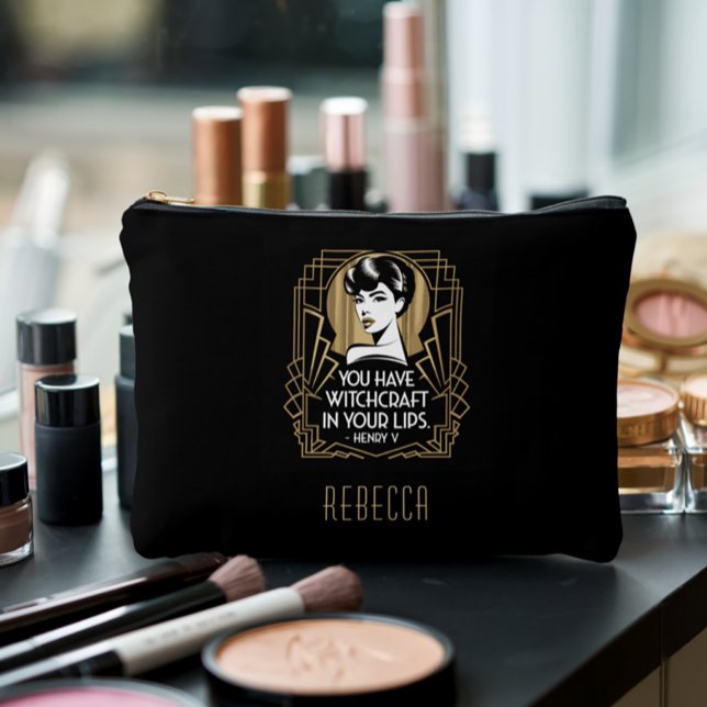 Modern modische Typografie Zitat Black Gold Zubehörtasche (Von Creator hochgeladen)