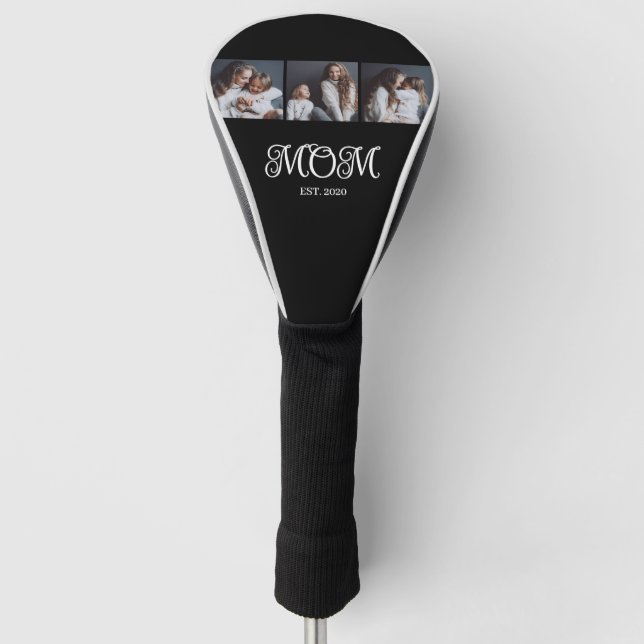 Modern Mom Established Schrift Schwarz 3 Foto Golf Headcover (Vorderseite)