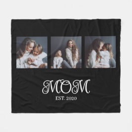Modern Mom Established Script Black 3 Photo Fleecedecke