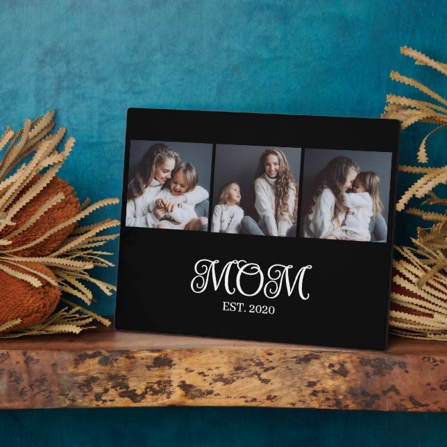 Modern Mom Established Script Black 3 Photo Fotoplatte (Seite)