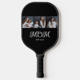 Modern Mom Established Script Black 3 Photo Pickleball Schläger