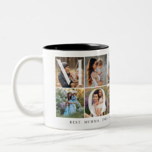 Modern Momma Collage, 10 Foto Grid, Geschenk für M Zweifarbige Tasse