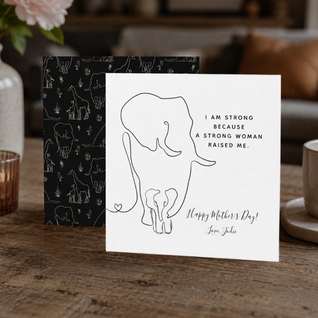 Modern Mommy Elephant Line Art Mother Day Card (Von Creator hochgeladen)